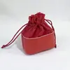 Bolsa Redonda de Couro PU com Cordão Bolsa de Armazenamento para Joias Bolsa de Joias com Cordão Bolsa de Embalagem de Veludo