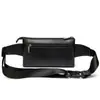 Bolsa Pequena de Ombro Quente da Amazon Couro Genuíno Bolsa Transversal Peitoral Masculina Bolsa de Pele de Ovelha Múltiplos Compartimentos Bolsa de Cintura Esportiva Atacado