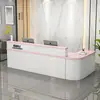 Escritorio de Recepción Clásico, Mostrador de Bar Elegante y Lujoso, Mostrador para Farmacia, Tienda de Maternidad y Bebés, Gabinete de Esquina Lacado, Mesa de Almacenamiento de Moda para Empresa