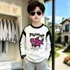 Camiseta de manga larga de algodón puro para niños, primavera y otoño, cómoda y transpirable, top de capa base para niños mayores, camisa de estilo raglán moderna y genial