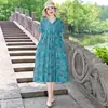 Vestido de Algodón y Seda Estilo Nuevo 2026 para Mujeres de Mediana Edad y Mayores, Ropa de Exterior de Moda de Verano, Vestido Floral Talla Grande para Mamás