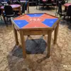 Mesa pentagonal de madera maciza ajedrez y juego de cartas mesa Guandan mesa hexagonal Gouji mesa pata de perro mesa Dou Dizhu mesa Baohuang octagonal