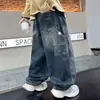 Pantalones Vaqueros para Niños Grandes Otoño 2025 Nuevos Primavera y Otoño Estilo Callejero Pantalones Cargo Frescos Modernos