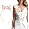 Etiqueta para Festa de Despedida de Solteira com Faixa de Cabeça Coroa Dourada Rosa Noiva a Ser Conjunto de Tiras de Coroa de Noiva