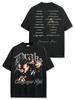 Camiseta de manga corta lavada con estampado de doble cara de Drake, estilo hip-hop transfronterizo estadounidense, suéter holgado con capucha y cuello redondo, venta al por mayor