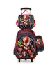 Mochila Escolar Transfronteiriça 3D Casca Dura Couro Concavo-Convexo Aluno do Ensino Fundamental Mochila de Rodinhas 5-12 Anos Desenho Animado Conjunto de Três Peças Mochila