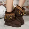 Botas de Nieve de Gama Alta, Cómodas y Versátiles, Nuevo Estilo de Nicho Otoño e Invierno 2025, Botines de Suela Gruesa con Borlas y Perlas para Mujer