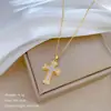[Aço titânio] Cruz de zircão luz de luxo elegante lindo colar de diamantes completos das mulheres all-match clavícula cadeia de aço de titânio