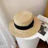 Chapéu de Palha Panamá Fumeng com Topo Plano para Mulheres, Novo Estilo Chapéu de Sol para Férias, Chapéu Trançado Estilo Francês para Praia e Litoral
