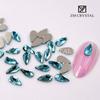 Lago Azul Nail Art Em Forma De Diamante Lágrimas De Sereia Azul Gelo Plano Em Forma De Diamante Fundo Dourado Nail Art Enfeites De Diamante
