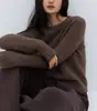 Malvavisco del Mundo ~ Hilo de Color Mixto de Lana de Cachemira de Seda Herbalife Amara Engrosado de 3 Hebras Punto de Cuello Redondo Normcore para Mujer