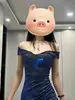 Vestido Tubinho Azul Brilhante para Banquete de Verão 2026 para Mulheres, Vestido de Um Ombro Só, Vestido Longo Sexy com Fenda para Marcar a Cintura para Mulheres