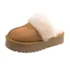 Pantuflas de Felpa Antideslizantes de Suela Gruesa para Mujer, Para Uso en Exteriores, Nuevo Estilo Invierno 2026, Pantuflas Esponjosas de Punta Cerrada, Botas de Nieve con Felpa Adicional, Zapatos de Algodón