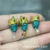 Tecnología de Incrustación de Cobre Puro Ojo de Buda Sin Fase de Pino Accesorios de Turquesa Cuentas Sueltas Cuentas Budistas DIY Accesorios de Joyería