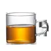 Taza de té de vidrio de borosilicato alto al por mayor de fábrica con asa, taza de té de kung fu transparente, taza de degustación de vidrio pequeña.