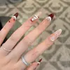 Haverá gato veludo vermelho floco de neve Natal outono inverno Ano Novo explosões blush manicure francesa armadura de mão usada