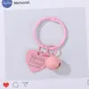 Chaveiro de Miçangas Perler com Sino de Coração Pintado Acessórios Pingente Doce Colorido Macaron Chaveiro DIY Feito à Mão