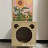 Cama para gato de madera maciza de moda con mesita de noche integrada, casa cerrada para gatos estilo caricatura de Mickey, mueble de almacenamiento para mascotas