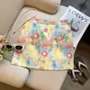 Saia Curta Estampada em Pintura a Óleo de Cintura Alta para Mulheres, Design de Verão, Saia Justa no Quadril, Saia Emagrecedora para Meninas Estilosas, Saia Curta Versátil Evasê
