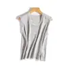 [Lavable a máquina] Cárdigan/Chaleco de Punto con Botones y Cuello Redondo, Bloques de Color, Mezcla de Lana de 38 Hilos para Mujer, Top Versátil de Primavera