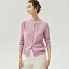 Cárdigan de punto suave y cómodo con cuello redondo y cierre de botones, hecho de una mezcla de cachemira y seda, un nuevo estilo de otoño para mujer