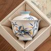 Tazón de Té de Dos Talentos de Bambú de Tinta Pintado a Mano de Fábrica con Tazón Cubierto de Porcelana Blanca Geidehua Taza de Té Juego de Té Grande Té Kung Fu Tazón de Té