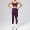 Traje Deportivo Nuevo para Correr Europeo y Americano para Mujer Moldeador Corporal y Abdominal Traje de Yoga Dos Piezas Alta Elasticidad Traje de Fitness Color Piel