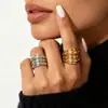 Anillo de Acero de Titanio Trenzado Multicapa, Chapado en Oro de 18 Quilates, No se Desvanece, Versión Ancha, Anillo para Mujer, Joyería de Lujo Ligero Europea y Americana, Venta al por Mayor de una Pieza