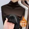 Camiseta Básica de Terciopelo Zorro Plateado de Cuello Alto Medio Otoño e Invierno Terciopelo Alemán Efecto Adelgazante Superior Forrada de Polar Engrosada Interior Ropa Térmica de Manga Larga