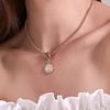 Joyas nuevas transfronterizas personalidad collar corto retro cabeza de reina hebilla de cierre de textura metálica cadena