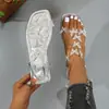 Sandalias Abiertas Transfronterizas Nuevo Comercio Exterior Talla Grande Sandalias Planas de Mariposa para Mujer Estilo Europeo y Americano Sandalias de Playa sin Cierre