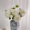 3 Cabezas de Peonías Artificiales para Fotografía de Bodas, Arreglos Florales, Decoraciones de Flores Artificiales, Ramo, Flores Artificiales de Grado Fotográfico
