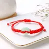 Pulsera de Cuerda Roja Benmingnian Tejida a Mano Hebilla Ping An de Jade Sintético Seguridad Cuerda de Mano para Hombres y Mujeres Joyería de Regalo Venta al por Mayor