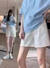Shorts de maternidad para usar al aire libre, talla grande para mujeres de talla grande, de cintura alta, que soportan el vientre, no restrictivos, pantalones holgados de pierna ancha, leggings de maternidad casuales
