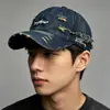 Gorra de Béisbol Estilo Coreano Four Seasons Bordado de Letras Retro Rasgada Protección Solar para Hombres Mujeres Sombrero de Pico Distressed Street Venta al por Mayor