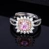 Direto da fábrica simulação diamante rosa duas cores cor Anel Tesouro feminino baixo luxo moda anel folheado a ouro branco totalmente cravejado