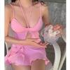Corea del Sur Estilo Ins Gama Alta Deseo Puro Estilo Pequeña Fragancia Dulce Hada Falda Dividida Traje de Baño para Mujer Ocio Vacacional Junto al Mar