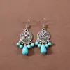 Pendientes Bohemianos Europeos y Americanos con Borlas y Turquesa, Pendientes de Estilo Étnico Retro, Joyería para Orejas Única y Elegante Estilo Tibetano