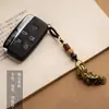 Colgante de Latón Puro Pi Xiu Llavero de Coche Cordón Vintage Tejido a Mano Llavero Joyería para Colgar