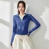 Cárdigan Deportivo de Secado Rápido, Cuello Alto, Manga Larga, Prenda para Correr y Fitness, Chaqueta Deportiva de Yoga, Chaqueta Ajustada de Secado Rápido para Mujer