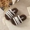 Novas Pantufas de Algodão Versáteis com Atmosfera Retrô para Meninas Outono e Inverno, Aconchego Casual, Tira Única