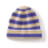 Chapéu de Lã Infantil Listrado Novo Outono e Inverno Chapéu Espesso Quente para Viagem Chapéu de Tricô Color Block para Exterior Chapéu para Frio