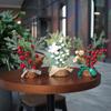 Mini árbol pequeño de Navidad para escritorio, decoración de Año Nuevo, árboles pequeños de frutos rojos con borde cruzado.