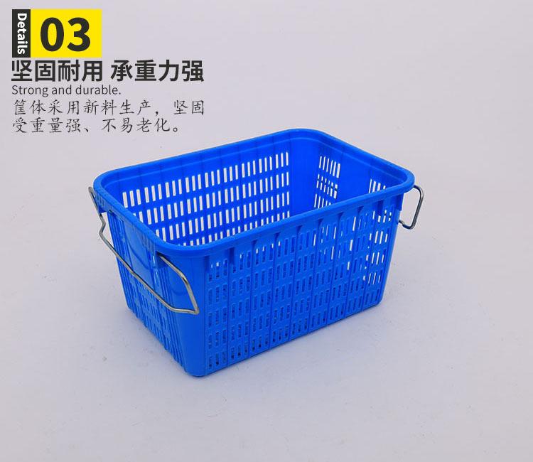 塑料带盖子铁把箩筐 可套式周转箩加厚水果蔬菜箩框长