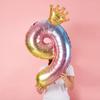 Decoración de Cumpleaños para Niños Corona Gradiente Globo Digital Diseño de Escena Película de Aluminio Niños y Niñas Fondo de Pared Primer Año