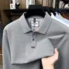 Camiseta masculina Tommy 100% algodão de manga longa, nova camisa Polo de luxo para outono, camiseta básica masculina casual de cor sólida, vestuário masculino