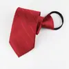 Gravata Masculina com Zíper Formal de Negócios 8cm Gravata Listrada Grátis Noivo Casamento Padrinhos Gravata Vermelha Preta