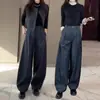 Calça de terno com bainha curva personalizada, novo estilo outono 2026, calça longa casual elegante, solta, simples, de perna reta para mulheres