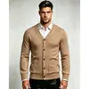 2026 Comercio Exterior Transfronterizo Otoño e Invierno Suéter Cardigan de Color Sólido con Cuello en V para Hombre Ropa de Punto Ajustada Casual Chaqueta para Hombre