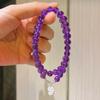 Pulseira de Prata 925 6mm Amethysta Natural Real Roxa do Uruguai com Múltiplos Círculos